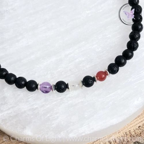 Mens Lava Stone Birthstone Bracelet